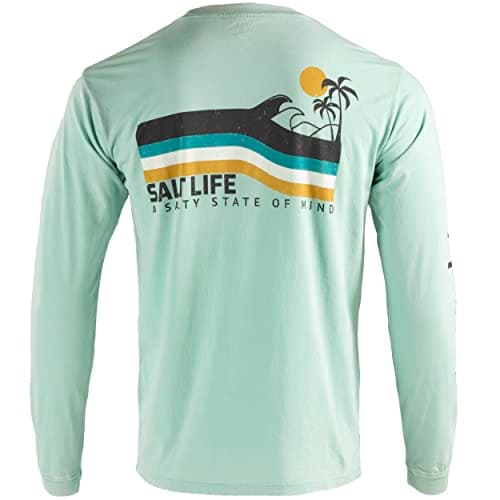 Salt Life Men's Salty Swell Long Sleeve Classic Fit Shirt for Beach Wear with Soft Fabric and Stylish Design, Available — Sea Glass