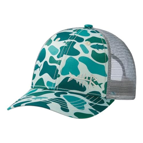 BASSDASH Altimate Fishing Hat Mesh Back Adjustable Baseball Trucker Cap for Men and Women Global Recycled Standard — Green Block Camo