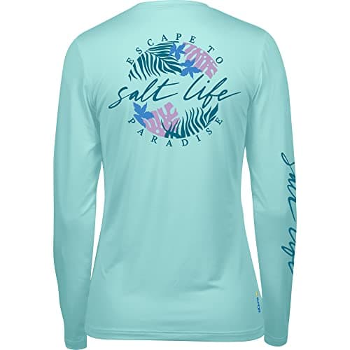 Salt Life Women's Oasis Long Sleeve Performance Shirt + Lightweight + Comfortable + Versatile — Light Aruba Heather