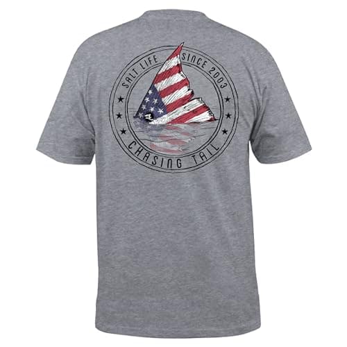 Salt Life Men's Redfish Stars & Stripes Short Sleeve Tee + Size: Medium + Color: Red + Occasion:Outdoor FishingTrip + Ma