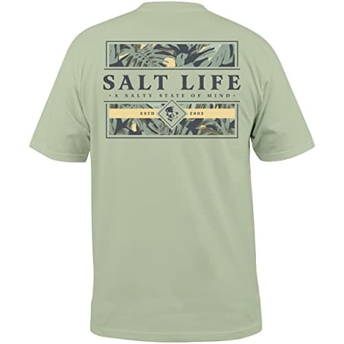Salt Life Men's Standard Skull and Poles Short Sleeve Pocket Tee Perfect for Beach Days and Casual Wear