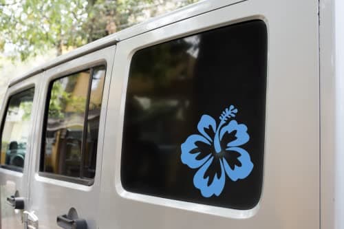 Hawaiian Hibiscus Flower Decal - Perfect for Car and Truck Outdoors - Durable Hawaii Bumper Stickers - 4-Inch by |25-Inc