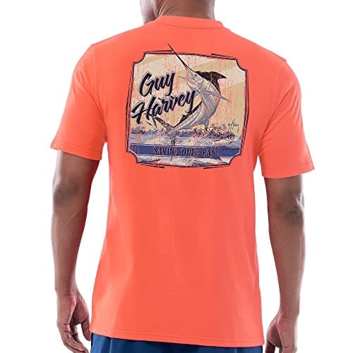 Guy Harvey Men's Short Sleeve Pocket T-Shirt | Billfish Collection | Fishing Apparel | Stylish and Comfortable | 100% Co