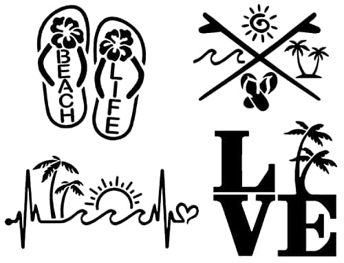 Beach Life Decals 4 Pack - Beach Life Flip Flops for Beach Lovers (White, Small ~|5")
| Beach Life Decals 4 Pack - Hear — Black