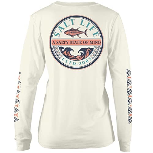 Salt Life Women's Tribal Print Long Sleeve Boyfriend Tee - Stylish and Versatile for Casual Wear - Unisex Large Fit - Co — Natural