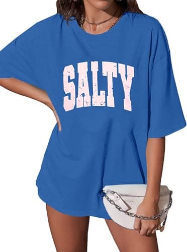Salted Beach Women's Oversized Graphic Tees for Summer Hawaiian Style Casual Wear
| Hawaiian Beach Oversized graphic te — Dark Blue