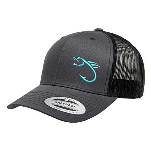 Love Sketches Embroidered Fishing Hat for Men & Women | Fish Trucker Hat Men Snapback Hats | Best Dad Fishing Gift — Charcoal/Black-bhsky