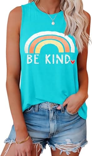 IRISGOD Women's Loose Fit Summer Graphic Tank Tops for Workout and Casual Wear
| IRISGOD Women's Cute Summer Graphic Sl — 104 Rainbow Green