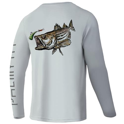 Palmyth Men's Long Sleeve UPF 50+ Fishing Shirts for Sun Protection
| Palmyth Men's Sun Protection Long Sleeve Fishing — Gray / Striped Bass
