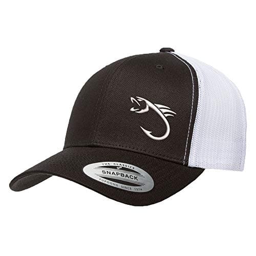 Love Sketches Embroidered Fishing Hat for Men & Women | Fish Trucker Hat Men Snapback Hats | Best Dad Fishing Gift — Black/White-bhwt