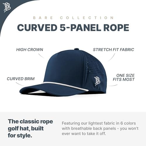 Branded Bare Curved 5 Panel Rope Hat Adjustable Snapaback Fitted Lightweight Comfort Stretch Quick Dry Hat
| Branded Ba
