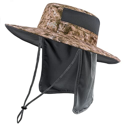 BASSDASH UPF 50+ Sun Fishing Hat for Men Water Resistant with Detachable Neck Flap Global Recycled Standard Global Recyc — Barren Camo