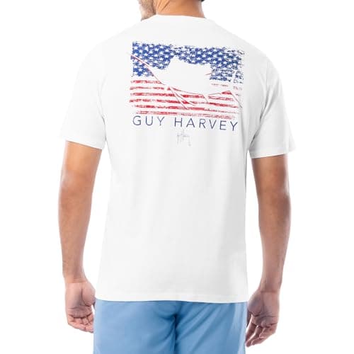 Guy Harvey Men’s Threadcycled Short Sleeve T-Shirt for Outdoor Adventures Comfort and Style — White/Glory Sail