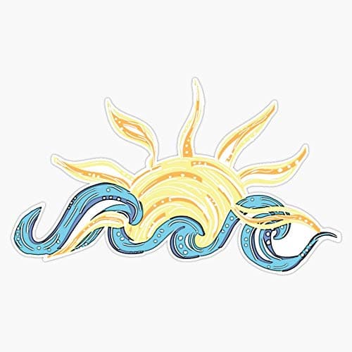 Ocean And Sun - Trendy Cute Vinyl Waterproof Sticker Decal for Car and Laptop - Ideal Beach Gifts for Men and Women 5"