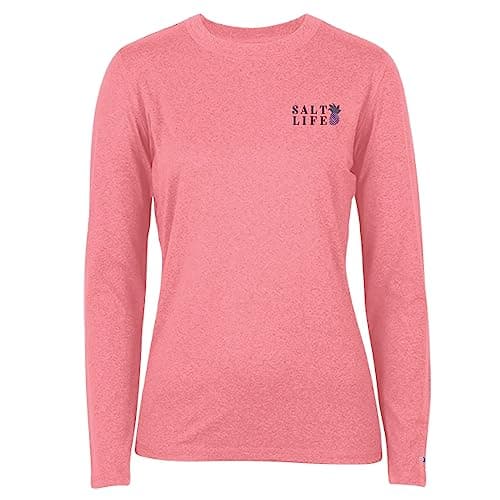 Salt Life Women's Pineapple Spike Long Sleeve Performance Tee + Size: Medium + Color: Mango + Quick Dry Fabrics