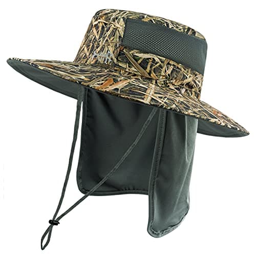 BASSDASH UPF 50+ Sun Fishing Hat for Men Water Resistant with Detachable Neck Flap Global Recycled Standard Global Recyc — Reeds