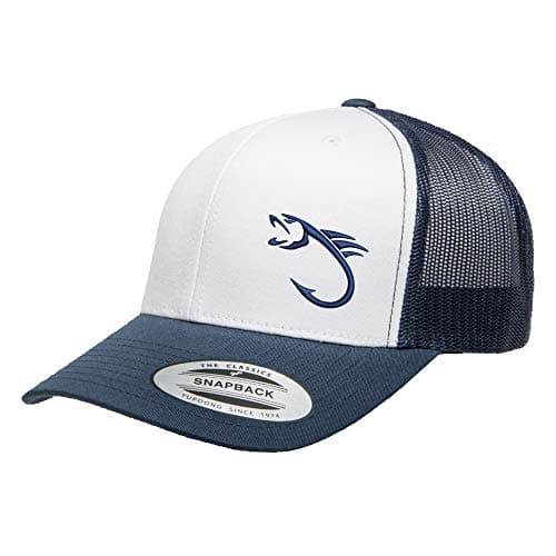 Love Sketches Embroidered Fishing Hat for Men & Women | Fish Trucker Hat Men Snapback Hats | Best Dad Fishing Gift — Navy/White/Navy-bhnvy