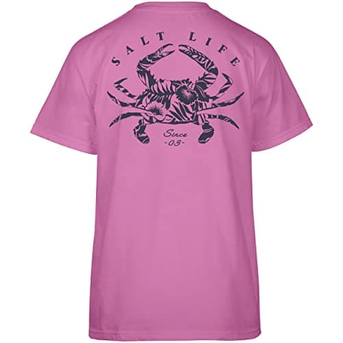 Salt Life Womens Crab Tropics Short Sleeve Tee - Summer Comfortable V-neck Tank Top for Beach and Pool Party, Breathable