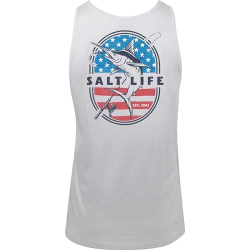 Salt Life Men's Salt-N-Proud Tee for Summer Beach Volleyball Games Cool and Comfortable — White