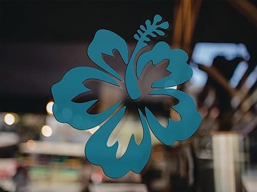 Hawaiian Hibiscus Flower Decal - Perfect for Car and Truck Outdoors - Durable Hawaii Bumper Stickers - 4-Inch by |25-Inc — Teal