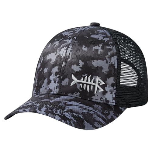 BASSDASH Altimate Fishing Hat Mesh Back Adjustable Baseball Trucker Cap for Men and Women Global Recycled Standard — Night Digital Camo