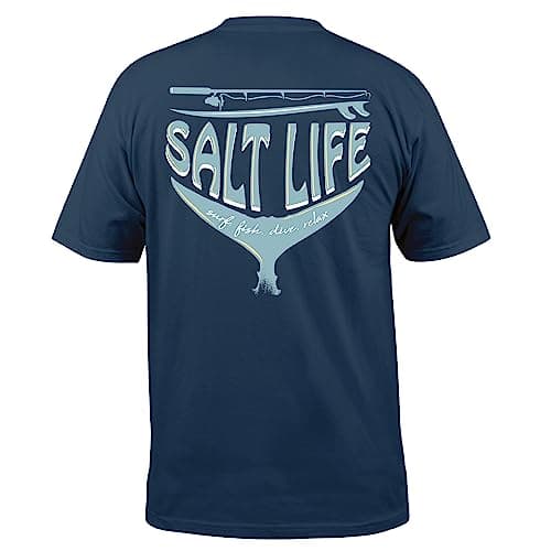 Salt Life Men's Sl Reel Short Sleeve Tee + Core Keyword + Attribute + Use Case + Highlight + Specification + Hot Search — Washed Navy