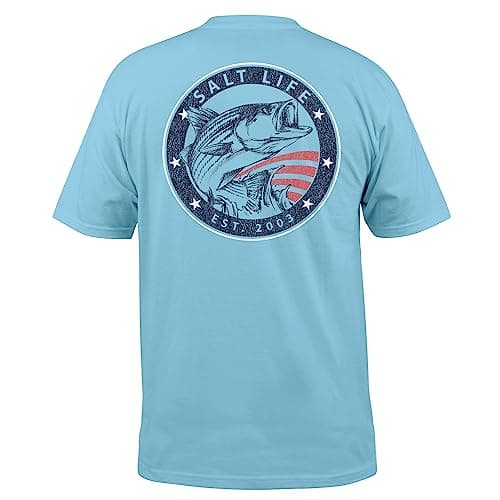 Salt Life Men's Fashionable Short Sleeve Tee For Summer Outdoor Activities Comfortable And Stylish — Sky Blue