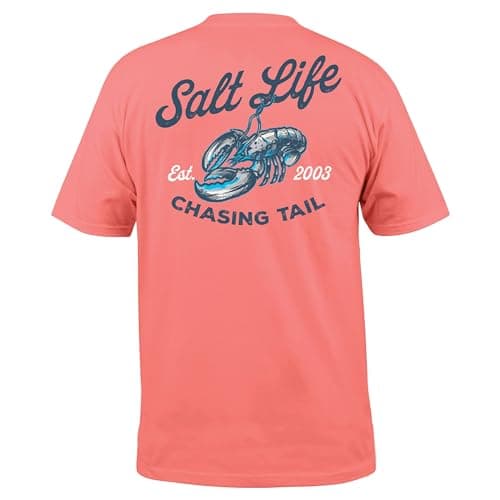 Salt Life Men's Fashionable and Comfortable Clawed Catch Short Sleeve Tee for Outdoor Adventures in Summer Sun — Ocean Coral