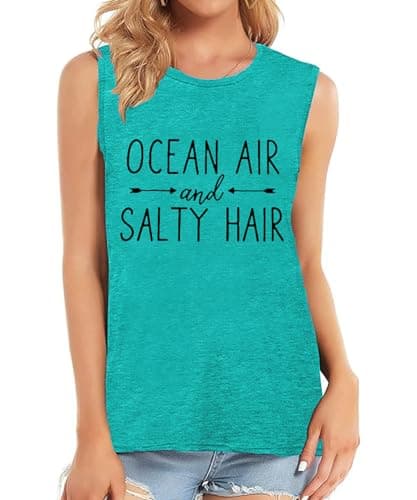 Coconut Tree Graphic Print Women Summer Workout Tank Top for Girls Sleeveless O Neck — A Mint Green