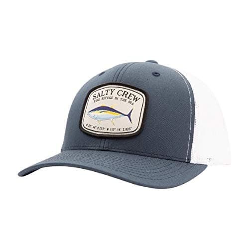 Salty Crew Men's Fish Logo Retro Trucker Hat - Premium Cotton, Unisex Adjustable Baseball Hat for Adults — Navy/White