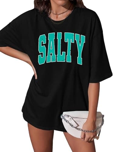 Salted Beach Women's Oversized Graphic Tees for Summer Hawaiian Style Casual Wear
| Hawaiian Beach Oversized graphic te — Black