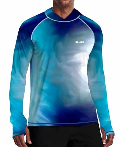 UPF 50+ Sun Protection Men's Hoodie Shirt for Fishing and Hiking
| Lightweight UPF 50+ Men's Hoodie Shirt for UV Protec — D-a-blue
