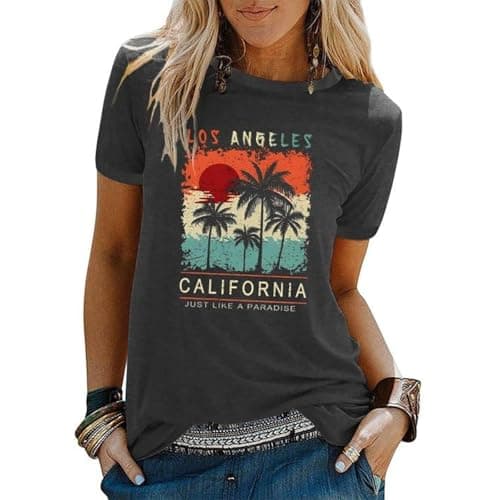 Binshre Women's Beach Shirts Hawaiian Graphic Tees for Summer Vacation
| Binshre Vintage Tshirts for Women Yellow Graph — 9-gray
