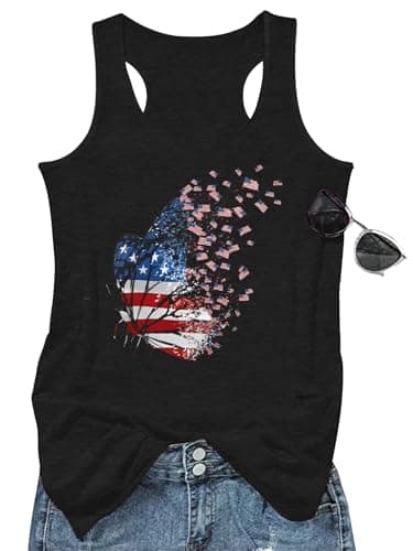 GEMLON Women's Summer Tank Tops for Women in Loose Graphic Basic Casual Shirts
| GEMLON Loose Summer Sleeveless Tank To — Flag&black