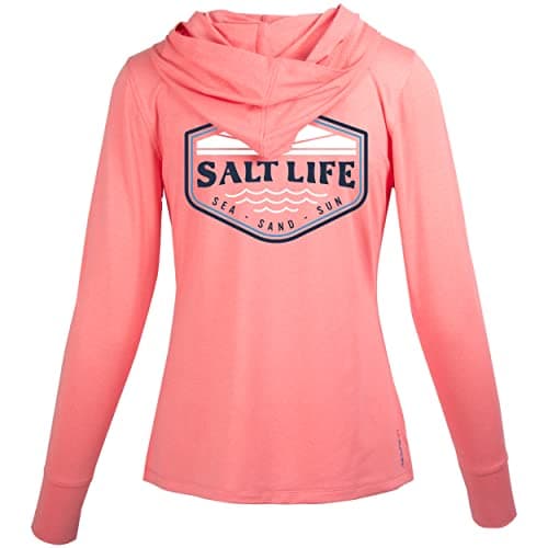 Salt Life Women's Restore Performance Hoodie + Moisture-Wicking Technology + Lightweight + Outdoor Activities + Warmth a — Coral Heather