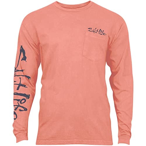 Salt Life Men's Stacked Up Long Sleeve Classic Fit Pocket Shirt for Casual Wear with Versatile Style and Comfort in Cott