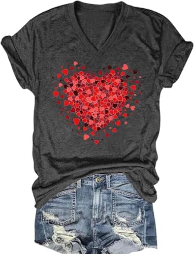 Women's Boho V-Neck Flowers T-Shirt Wildflowers Graphic Summer Tee
| Cute Women's V-Neck Wildflowers Graphic Short Slee — F-dark Gray1