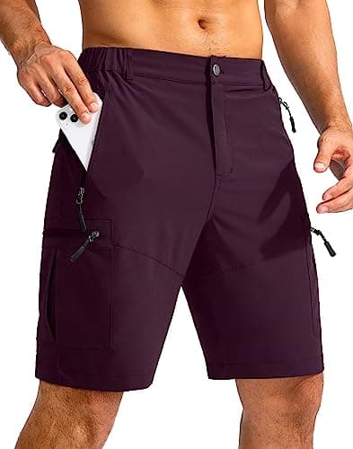 Pudolla Men's Lightweight Outdoor Hiking Cargo Shorts for Travel Golf Camping
| Pudolla Men's 9" Zipper Pockets Hiking — Wine