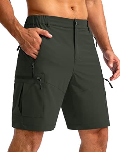 Pudolla Men's Lightweight Outdoor Hiking Cargo Shorts for Travel Golf Camping
| Pudolla Men's 9" Zipper Pockets Hiking — Army Green