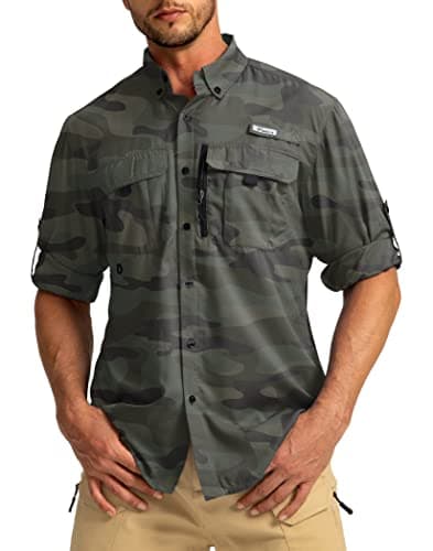 Men's Sun Protection Pudolla Fishing Shirts UPF50+ Long Sleeve Travel Work Button Down Shirts
| Pudolla Men's Sun Prote — Camo Green
