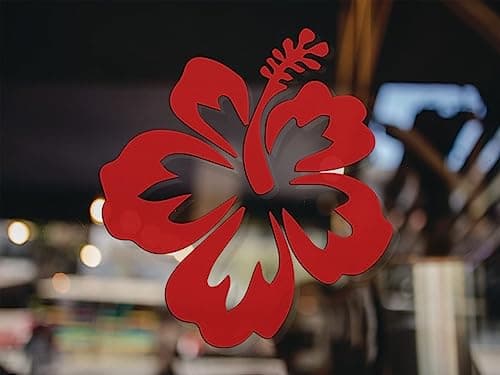 Hawaiian Hibiscus Flower Decal - Perfect for Car and Truck Outdoors - Durable Hawaii Bumper Stickers - 4-Inch by |25-Inc — Red