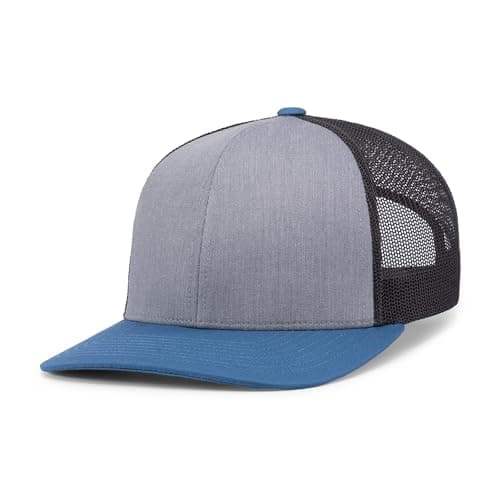 Pacific Headwear Snapback Trucker: Stylish Unisex Cap for Everyday WearComfortable All-Day Cap for Men and WomenSnapback — Heather Grey/Lt Charcoal/Ocean Blue