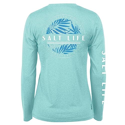 Salt Life Women's Comfortable Long Sleeve Performance Tee for Outdoor Activities Sun Protection — Light Aruba Heather