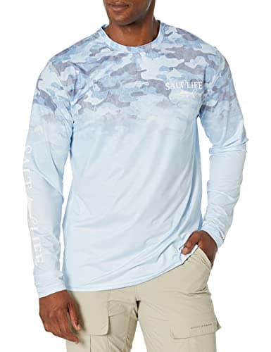 Salt Life Men's Performance Long Sleeve Shirt For Outdoor Activities Breathable Mesh Design — Blue