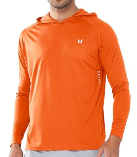NORTHYARD Men's UPF 50+ Sun Protection Hoodie Shirts for Fishing and Running Quick Dry UV SPF — Orange