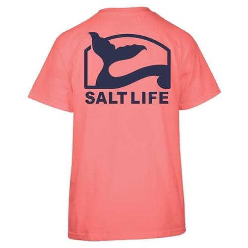 Salt Life Women's Pro Salt Mermaid Short Sleeve Tee + Size + Color + UV Protection + Breathable + Moisture Wicking + Ver — Ocean Coral
