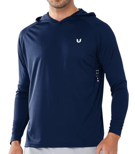 NORTHYARD Men's UPF 50+ Sun Protection Hoodie Shirts for Fishing and Running Quick Dry UV SPF — Navy