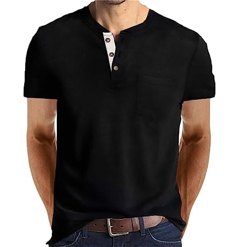 Lexiart Mens Fashion Henley Shirts Long Sleeve Buttoned Cotton T-Shirt Ideal for Casual Wear
| Lexiart Mens Fashion Hen — Black-2