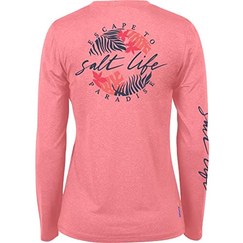 Salt Life Women's Oasis Long Sleeve Performance Shirt + Lightweight + Comfortable + Versatile — Coral Heather