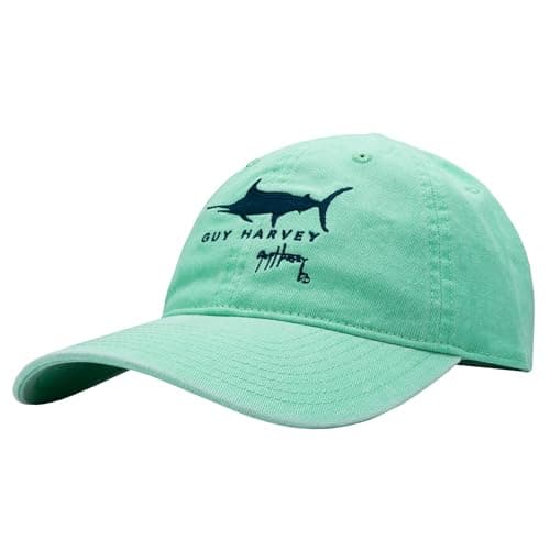 Guy Harvey Mens Solid Relaxed Hat with Patch - Outdoor Activities, Casual Wear, Fishermen, Wide Brim, Comfortable, Adjus